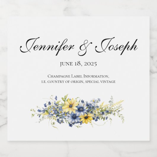 Elegantes Summer Garden Wedding Wine Bottle Label Schaumweinetikett (Einzelnes Label)