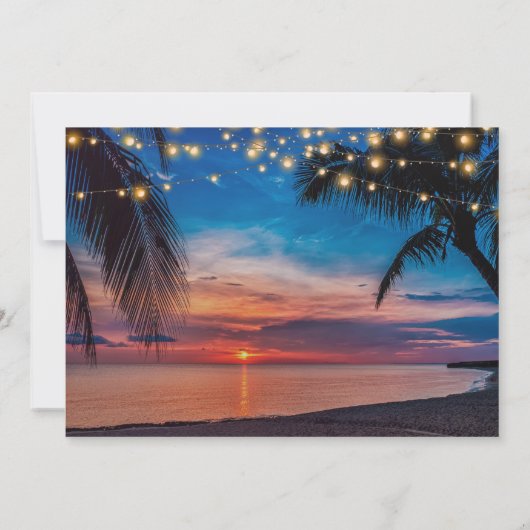 Elegantes Summer Palm Sunset Beach Brautparty Einladung (Rückseite)