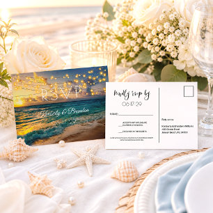 Elegantes Summer Sunset Tropical Beach Hochzeit UA Postkarte