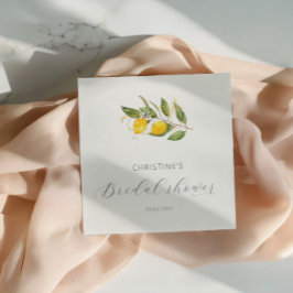 Elegantes Summer Watercolor Lemon Brautparty Serviette