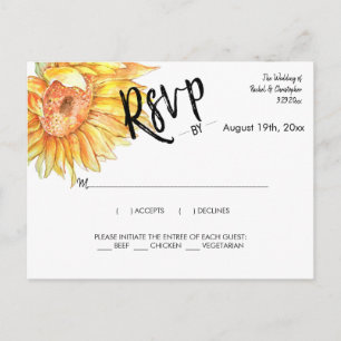 Elegantes Summer Wedding Sunflowers Response UAWG Postkarte