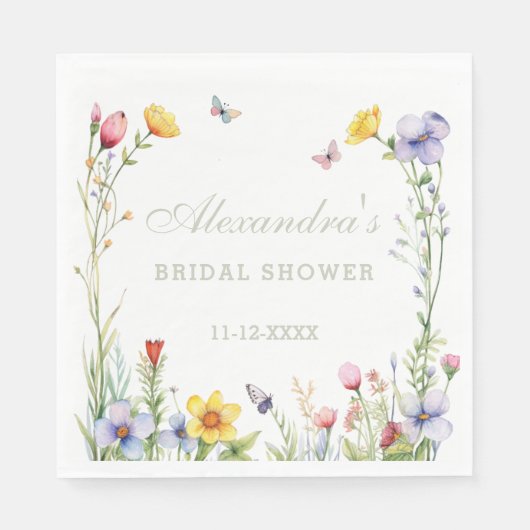 Elegantes Summer Wildblume Boho Brautparty Serviette (Vorderseite)