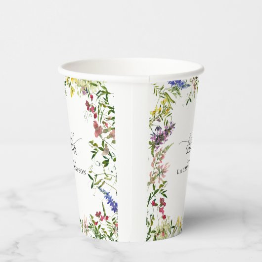 Elegantes Summer Wildblume Watercolor Brautparty Pappbecher (Rechts)