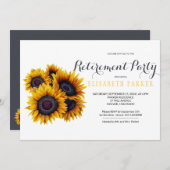 Elegantes Sunflowers Bouquet Retirement Party Einladung (Vorne/Hinten)