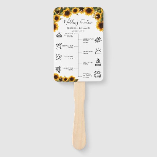 Elegantes Sunflowers Bouquet Wedding Programm Fächer (Vorderseite)