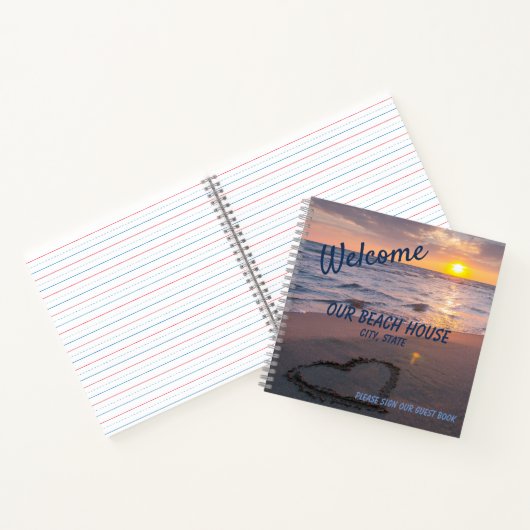 Elegantes Sunset Beach Gästebuch Spiral Notebook Notizblock (Innenseite)