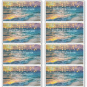 Elegantes Sunset Beach Summer Wedding Address Labe Aufkleber (Vorderseite)