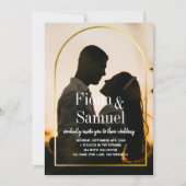 Elegantes Sunset Golden Custom Foto Hochzeit Einladung (Vorderseite)