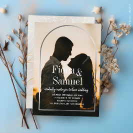 Elegantes Sunset Golden Custom Foto Hochzeit Einladung