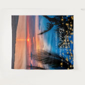 Elegantes Sunset Palm Beach Brautparty Hintergrund Wandteppich (Vorderseite (Horizontal))