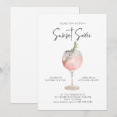 Elegantes Sunset Soiree Drinks Cocktail Party Rosa Einladung (Vorne/Hinten)