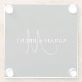 Elegantes Surname Monogram | Schwarz, Grau und Wei Glasuntersetzer (Rückseite)