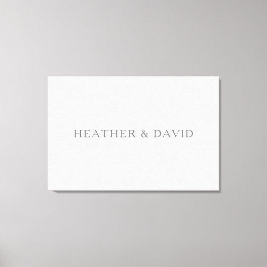 Elegantes Surname Monogram | Weiß & Grau Leinwanddruck (Vorderseite)