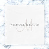 Elegantes Surname Monogram | Weiß & Grau Serviette
