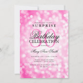 Elegantes SURPRISE 30. Geburtstag Hot Pink Lights Einladung (Vorderseite)