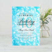 Elegantes SURPRISE 40. Geburtstag Türkisleuchten Einladung (Stehend Vorderseite)