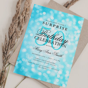 Elegantes SURPRISE 50. Geburtstag Türkisleuchten Einladung