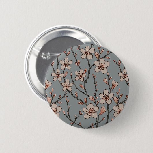 Elegantes süß rosa Blume Blossom Kirschmuster Button (Vorne & Hinten)