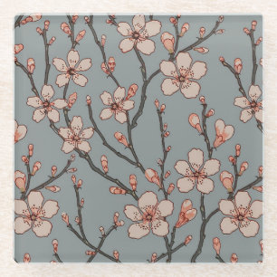 Elegantes süß rosa Blume Blossom Kirschmuster Glasuntersetzer