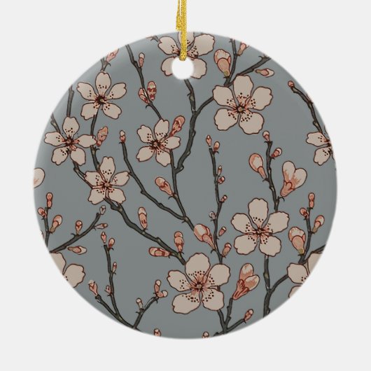 Elegantes süß rosa Blume Blossom Kirschmuster Keramik Ornament (Hinten)