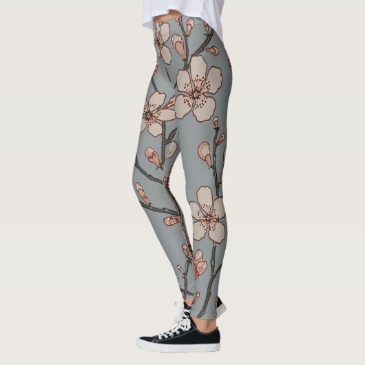 Elegantes süß rosa Blume Blossom Kirschmuster Leggings (Links)