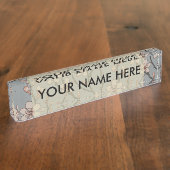 Elegantes süß rosa Blume Blossom Kirschmuster Namensplakette (Seite)