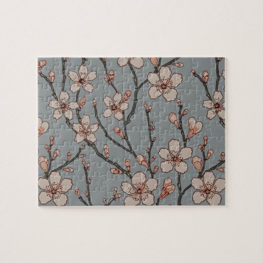 Elegantes süß rosa Blume Blossom Kirschmuster Puzzle (Horizontal)