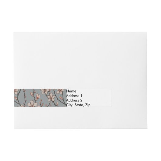 Elegantes süß rosa Blume Blossom Kirschmuster Rundum-Adressaufkleber (Vorderseite)