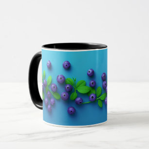 Elegantes Süßes Blaues Beerenmuster Tasse