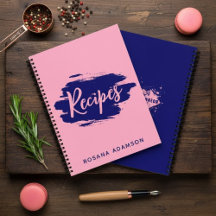 Elegantes, süßes Rezeptjournal (Pink & Indigo Blau