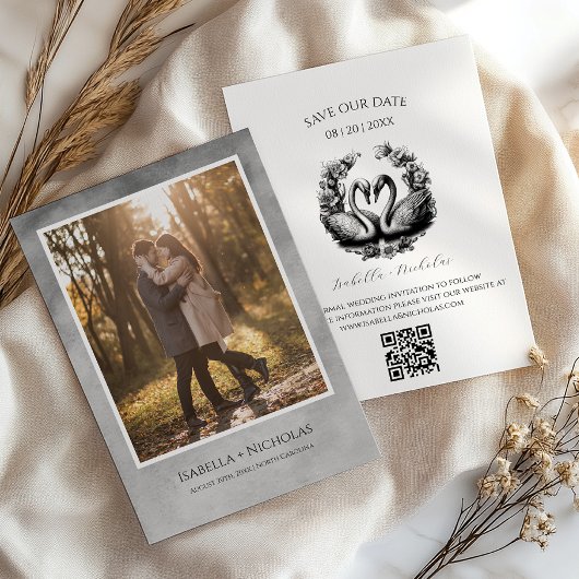 Elegantes Swan-Foto Save the Date Einladung