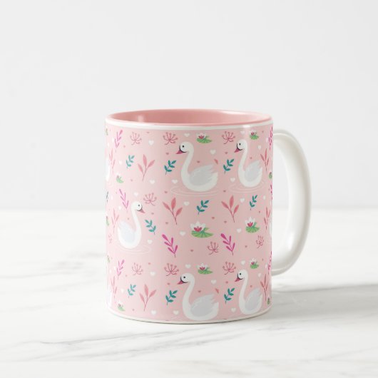Elegantes Swan-Muster Zweifarbige Tasse (VorderseiteRechts)
