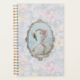 Elegantes Swan & Pastel Floral-Notebook Planer