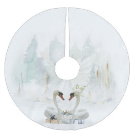 Elegantes Swans Wasserfarben Treppenhaus Polyester Weihnachtsbaumdecke