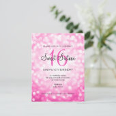 Elegantes Sweet 16 Geburtstag Pink Glitzer Lights Einladung (Stehend Vorderseite)