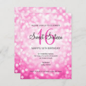 Elegantes Sweet 16 Geburtstag Pink Glitzer Lights Einladung (Vorne/Hinten)