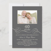 Elegantes Swirl Jubiläum Foto Einladung - Grau (Vorderseite)