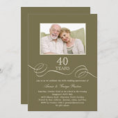Elegantes Swirl Jubiläum Foto Einladung - Sage (Vorne/Hinten)