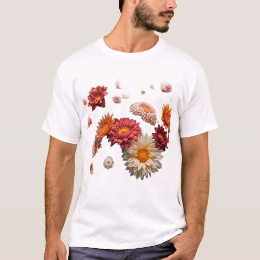 Elegantes T-Shirt mit schwebendem Wildblumenstrauß (Vorderseite)