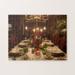 Elegantes Tabellen-Einstellungs-Foto-Puzzlespiel Puzzle