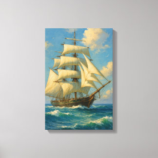 Elegantes Tall Segelschiff auf Deep Blue Sea Leinwanddruck