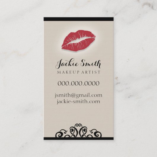 Elegantes TAN-Button Stripes Visitenkarte (Vorderseite)