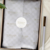 Elegantes Tan Checkered Gold Boutique Event Displa Runder Aufkleber