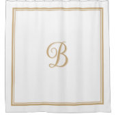 Elegantes Tan Double Border Script Monogram Duschvorhang (Vorderseite)