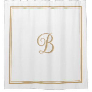 Elegantes Tan Double Border Script Monogram Duschvorhang