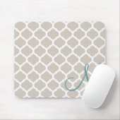 Elegantes tan Gittermuster. Aquamarines Monogramm Mousepad (Mit Mouse)
