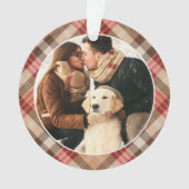 Elegantes Tan Tartan Kariertes Weihnachtsmonogramm Ornament (Vorderseite)