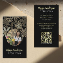 Elegantes Tan- und schwarzes Blumenmuster-Photo-QR