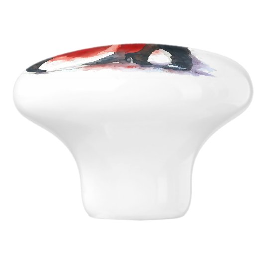 Elegantes Tango Dance Couple in Rot und Schwarz Keramikknauf (Seitenansicht)