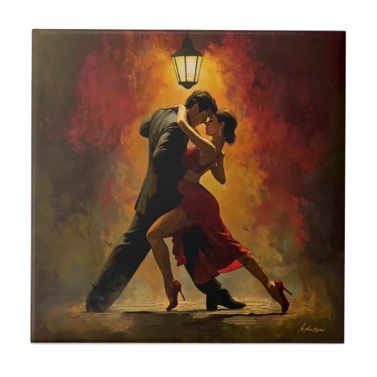 ✨Elegantes Tango-Paar romantisches Art Design Fliese (Vorderseite)